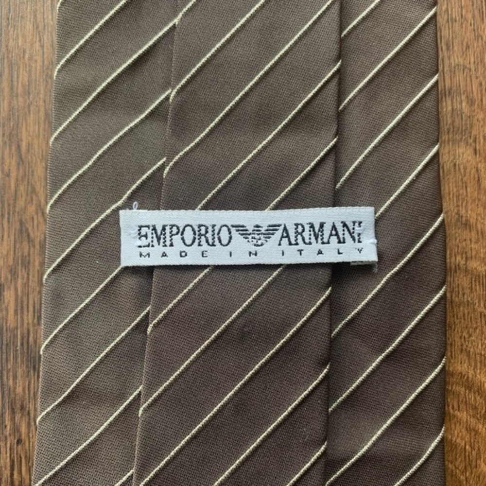 Emporio Armani Textured Tan Striped Tie